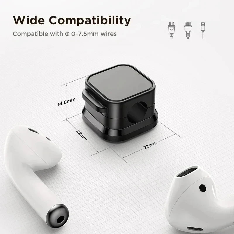 3/6/12Pcs/Set Magnetic Cable Clips Cable Organiser Adjustable Cord Holder Under Desk Organizing Cable Management Holder