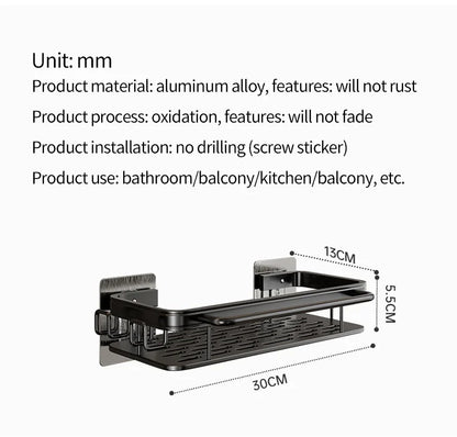 Multi-functional Kitchen Shelf, Drying Rack, Mop Storage, No-Drill Wall Mount, Home Spice Rack, Sink Faucet Basin