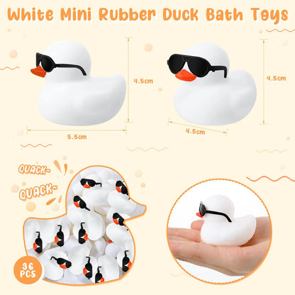 6/12/24/48PCS  White Duck Toys Mini Rubber Ducks Squeak and Float Ducks Shower Toy for Toddlers Boys Girls