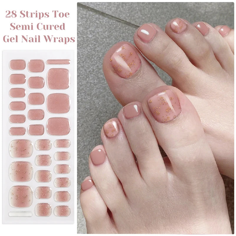 Gradient Auroras Semi Cured Gel Nail Strips Sparkly Shinning DIY Gel Polish Stickers for Nails Works with UV/LED Nail Lamps