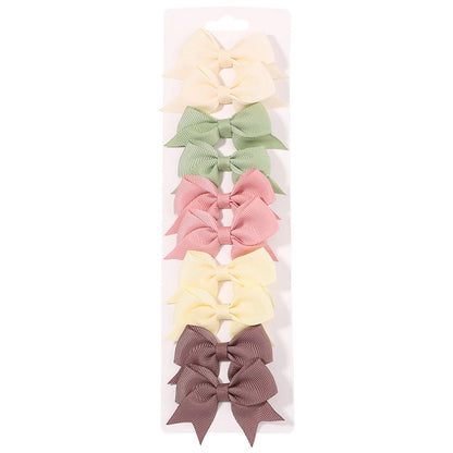 10Pcs/Set New Cute Solid Ribbon Bowknot Hair Clips for Baby Girls Handmade Bows Hairpin Barrettes Headwear Baby Hair Accessories