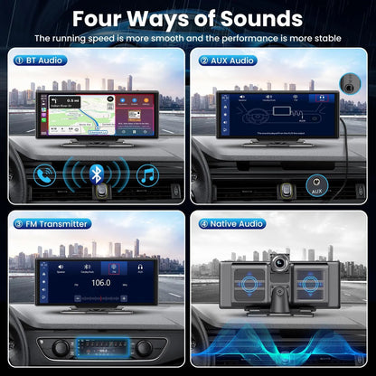 7/10.26" Wireless Carplay Screen for Car,5G Wifi Dash Cam 4K Car DVR,Android Auto Dual Lens GPS Navigation Video Recorder,FM AUX
