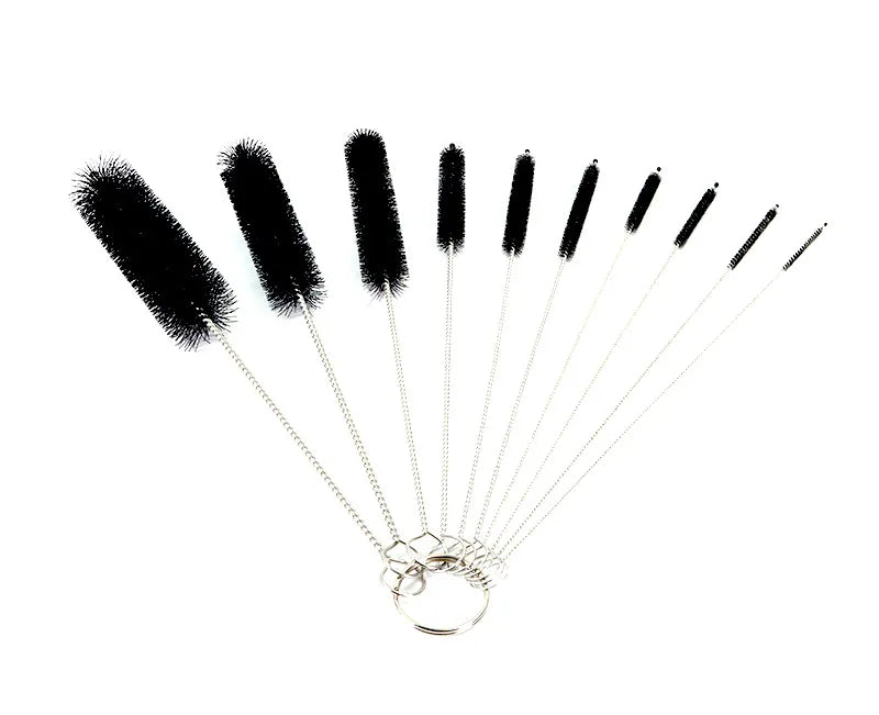 10pcs Set Stainless Steel Soft Hair Brush Pipette Test Tube Baby Bottle Brush Multifunctional Household Cleaning Tools Set