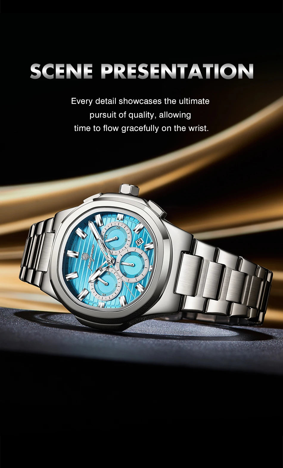 PAAZOMU Fashion Brand Man Wristwatch Waterproof Stainless Steel Luminous Men Watch Chronograph Date Luxury Quartz Men's Watches
