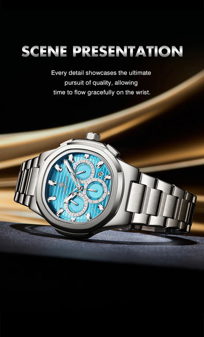 PAAZOMU Fashion Brand Man Wristwatch Waterproof Stainless Steel Luminous Men Watch Chronograph Date Luxury Quartz Men's Watches