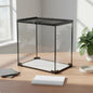 Stackable Reptile Terrarium Glass Cage Secure Mesh Lid with Heat Lamp Holder for Small Pets Display