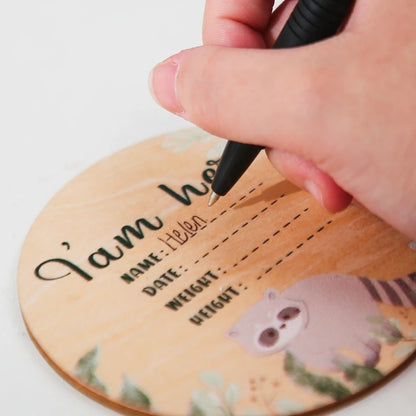 Newborn Baby Growth Milestones 0-12 Months Wooden Card With Box Photo Accessory Cartoon Animal Picture Souvenir Wooden Baby Gift