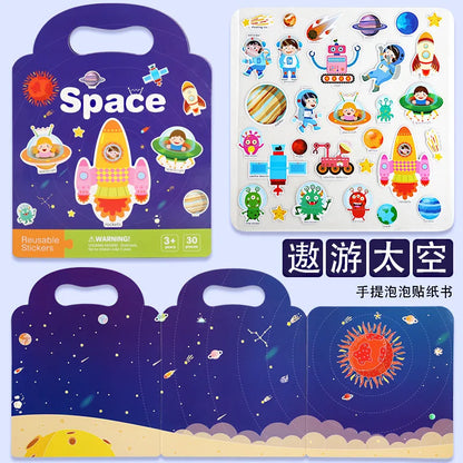 Reusable Bubble Sticker Book for Kids - Multi-Themed Educational Learning Activities, Washable & Safe Toddler Stickers