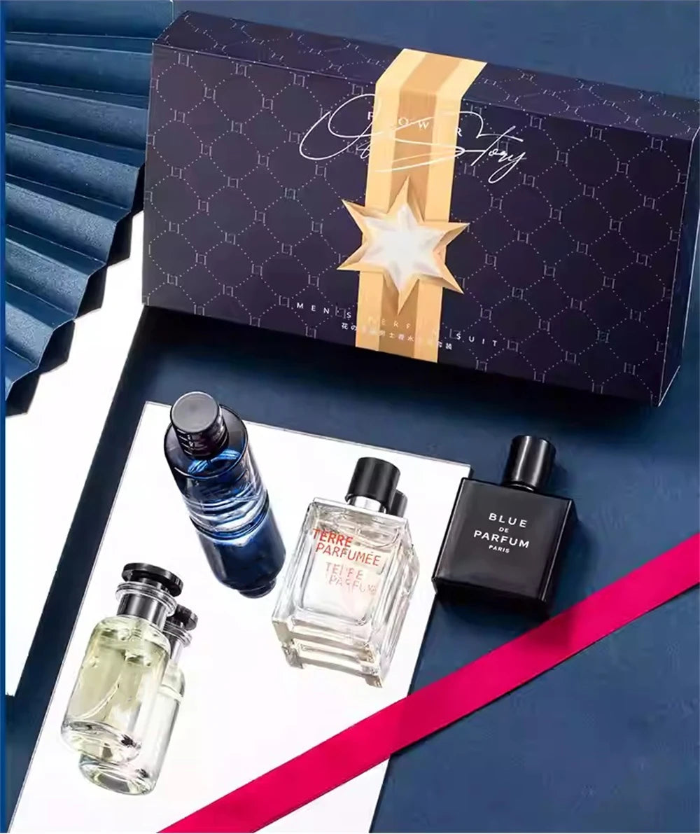 Luxury Brand Perfume Men Cologne 100ml Parfums Homme Gift Box 4Pcs Set Perfumes Masculinos Natural Floral Fruity Scent Spray
