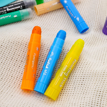 8/12 Colors Crafts Paint Sticks Color Solid Painting Stick Washable Paint Sticks Drawing Graffiti Art for Kids and Students