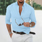 New Cotton Linen Shirts Men's Tops Causal Loose Solid Color Long Sleeves Lapel Men's Autumn Casual Wear Streetwear