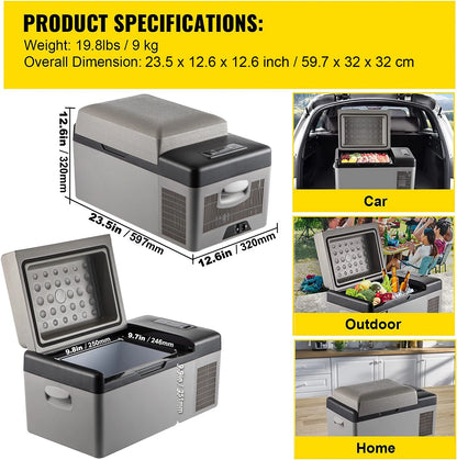SIHAO Portable Car Refrigerator 15L 20L 30L 35L 40L 45L 50L 55L Compressor Fridge Freezer 12V 24V DC 110-240V AC Dual Use Vehicle Home for Camping Travel Outdoor