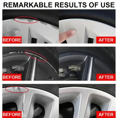 Car Wheel Rim Scratch Refurbishment Paste, Tire Rim Scratch Paint Repair Paste - Black and White Silver Aluminum Alloy Rim Elect