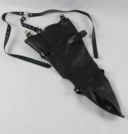 Leather Tight Single Glove Straight Arm Binder Over Shoulder Straps BDSM Bondage Arm Cuffs Zipper Body Harness Adult Roleplay