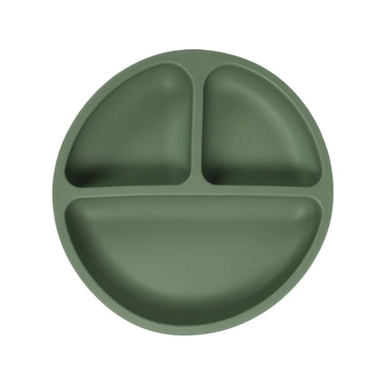 Suction Plates For Babies, Silicone With Lid Divided Design Dinner Plate