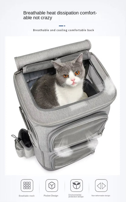 Double Backpack Foldeable Lightweight Pet Stroller For Two Dogs And Cats Outdoor Travel With 4 Wheels