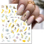 3d Nail Art Decals Elegant White RoyalBlue Roses Flowers Adhesive Sliders Nail Stickers Decoration For Nail Manicure