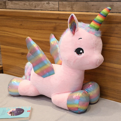 Huggable Soft Cute Unicorn Dream Rainbow Plush Toy High Quality Pink Horse Sweet Girl Home Decor Sleeping Pillow Gift For Kids