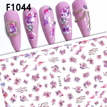 Black and White Love Flowers Line Art 3D Stickers Nail Decals Nail Art Accessories Butterfly Rose Nail Stickers Nail Sliders