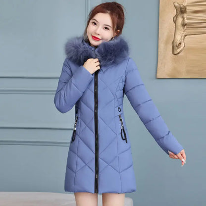 Winter New Fashion Long Cotton-padded Coat Womens Casual Hooded Parkas Womens Winter Jacket Coat Down Jacket Female