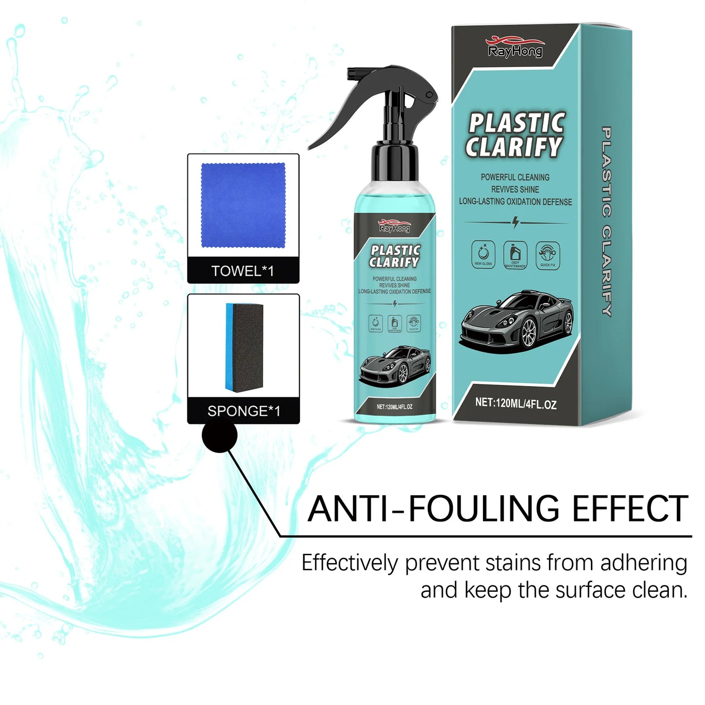 Car Plastic Restorer Spray for Trim, Dashboard/-like/Chrome Renew, Plastic Repairman Headlight Restoration Cleaner Car Detailing