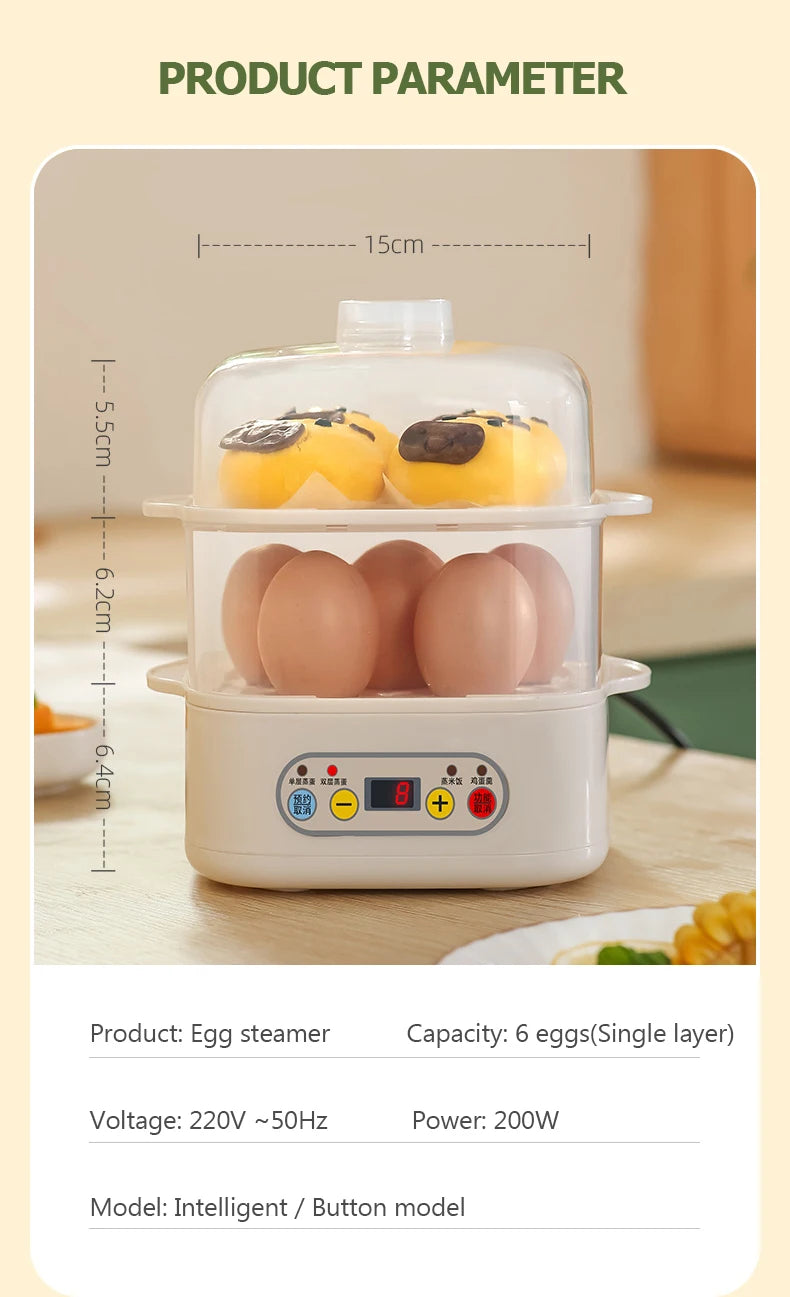 Mini Food Steamer Multi-layer combination Egg Boiler Food Warmer Rice cooker Dry burning Prevention Auto-off Eggtart making Tool