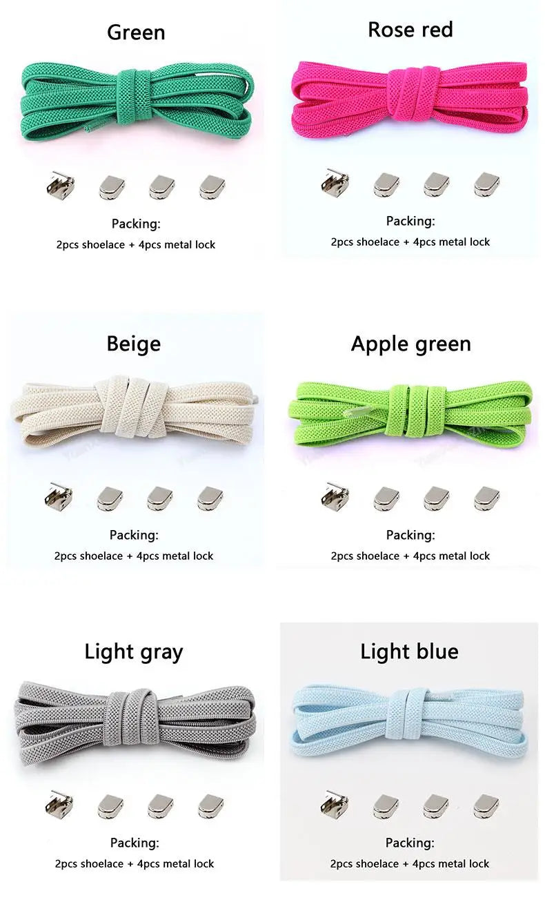 No tie Shoe laces Elastic laces Sneakers Flat Shoelaces without ties Quick Shoelace for Shoes Kids Adult One Size fits All Shoes