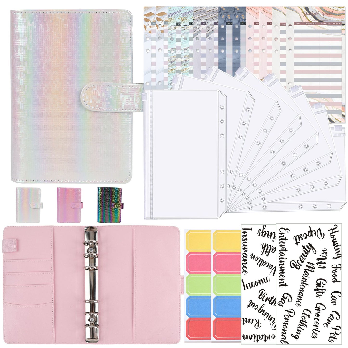 NEW A6 Money Budget Planner Binder With Zipper Envelopes, Cash Envelopes For Budgeting, Money Organizer For A6 Cash Budget Binde