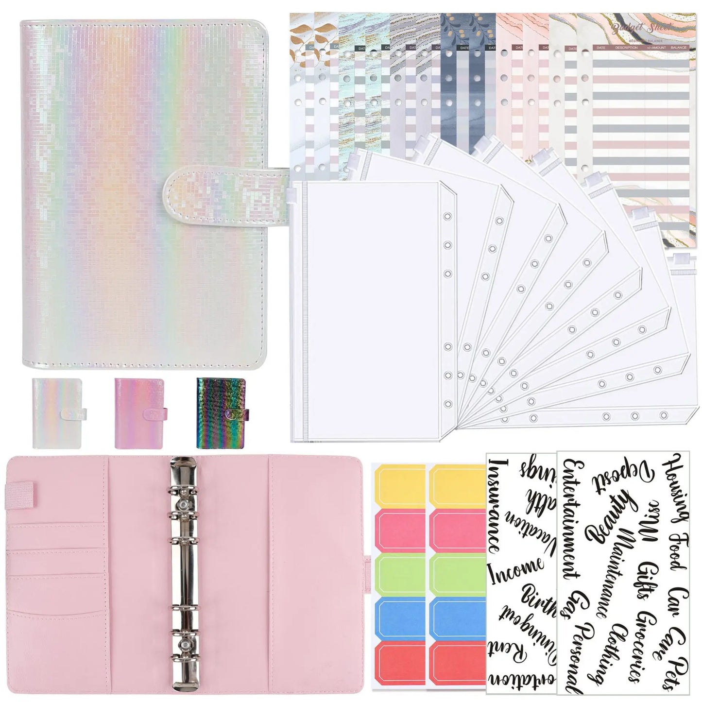NEW A6 Money Budget Planner Binder With Zipper Envelopes, Cash Envelopes For Budgeting, Money Organizer For A6 Cash Budget Binde