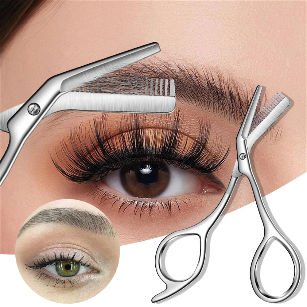 1Pc Stainless Steel Eyebrow Trimmer Scissors Precision Grooming Tool for Men & Women Effortless Knife Hair Removal Shaver Tool