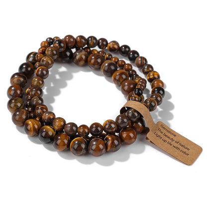 3pcs/set Natural Stone Beads Bracelet For Women Men 4 6 8 MM Indian Moss Agates Rhodonite Quartzs Jewelry Bracelet Gift Fashion