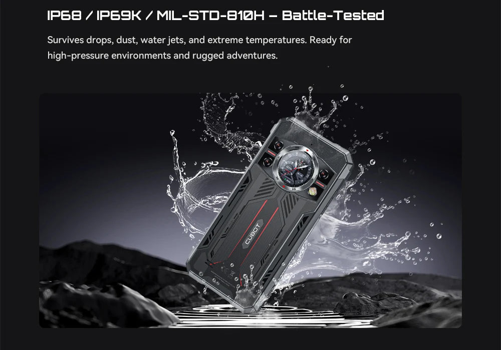 Cubot Rugged Smartphone 5G King Kong 11, Android 15, Up to 32GB RAM+256GB ROM, 108MP Camera, 10200mAh, Dual Screen, MTK7025, 6nm