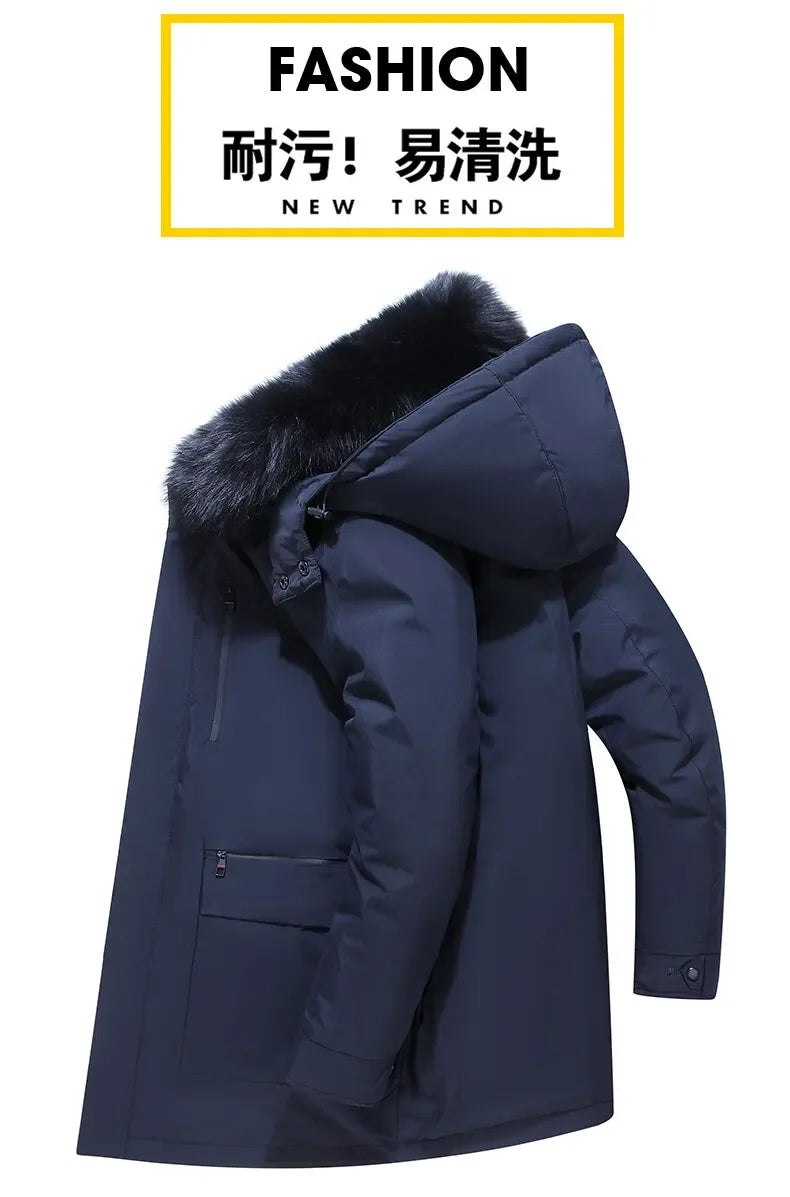 Winter New Arrived Men Thickened Down Jacket -30 Winter Warm Down Coat Jacket Men Fashion Long White Duck Hooded Down Parkas