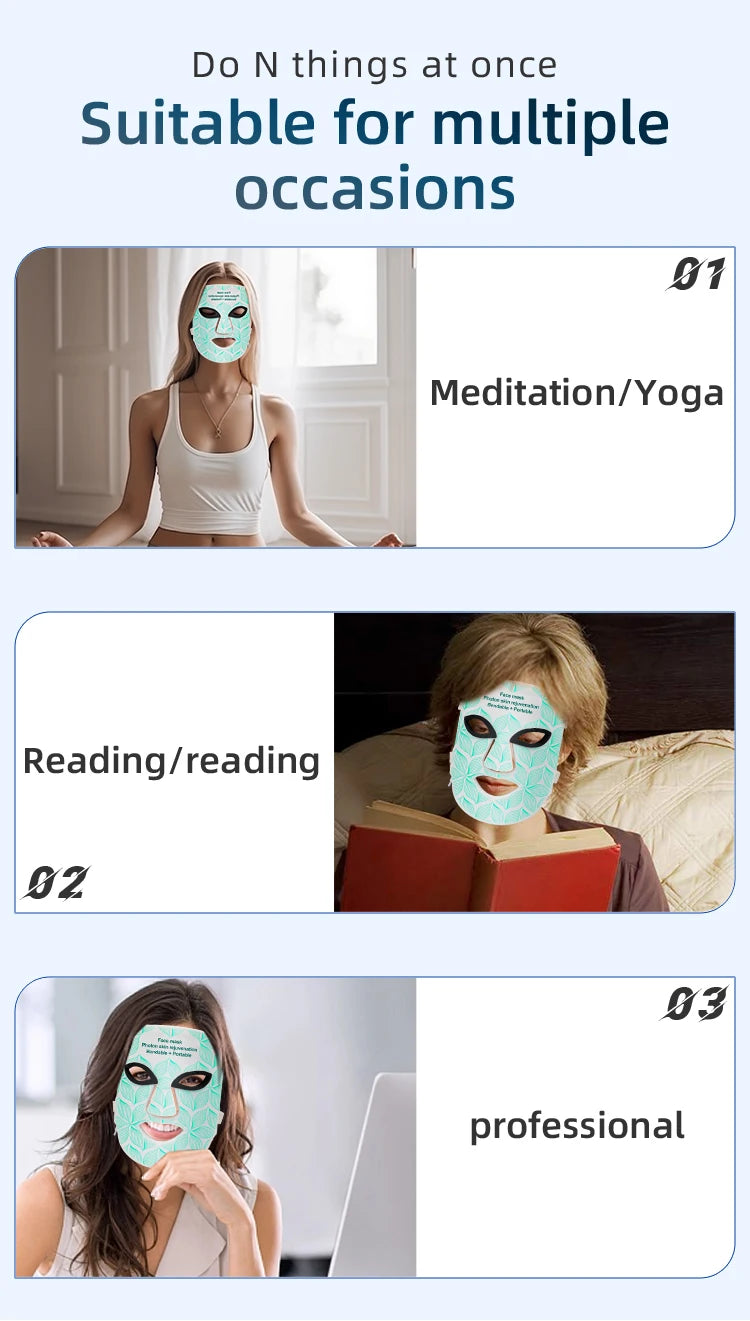 8 Colors Facial LED Mask with Neck Red Light Near Infrared Therapy Beauty Mask Anti Aging Skin Rejuvenation Lifting Tighten