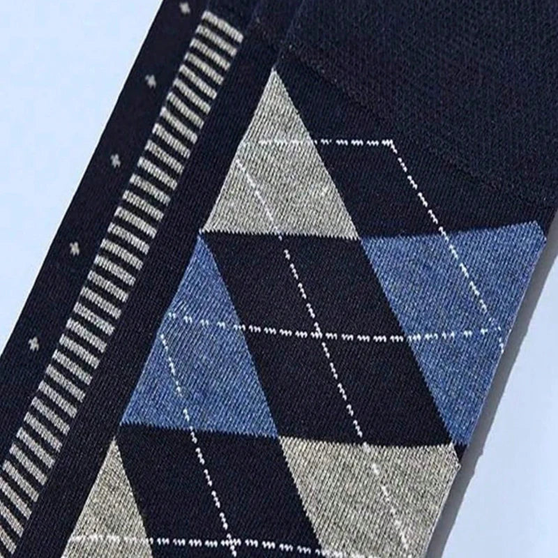 1/5 Pairs Men diamond Pattern Business Mid Tube Socks Anti Odor Sweat Absorbing Comfortable Breathable All Season Casual Socks