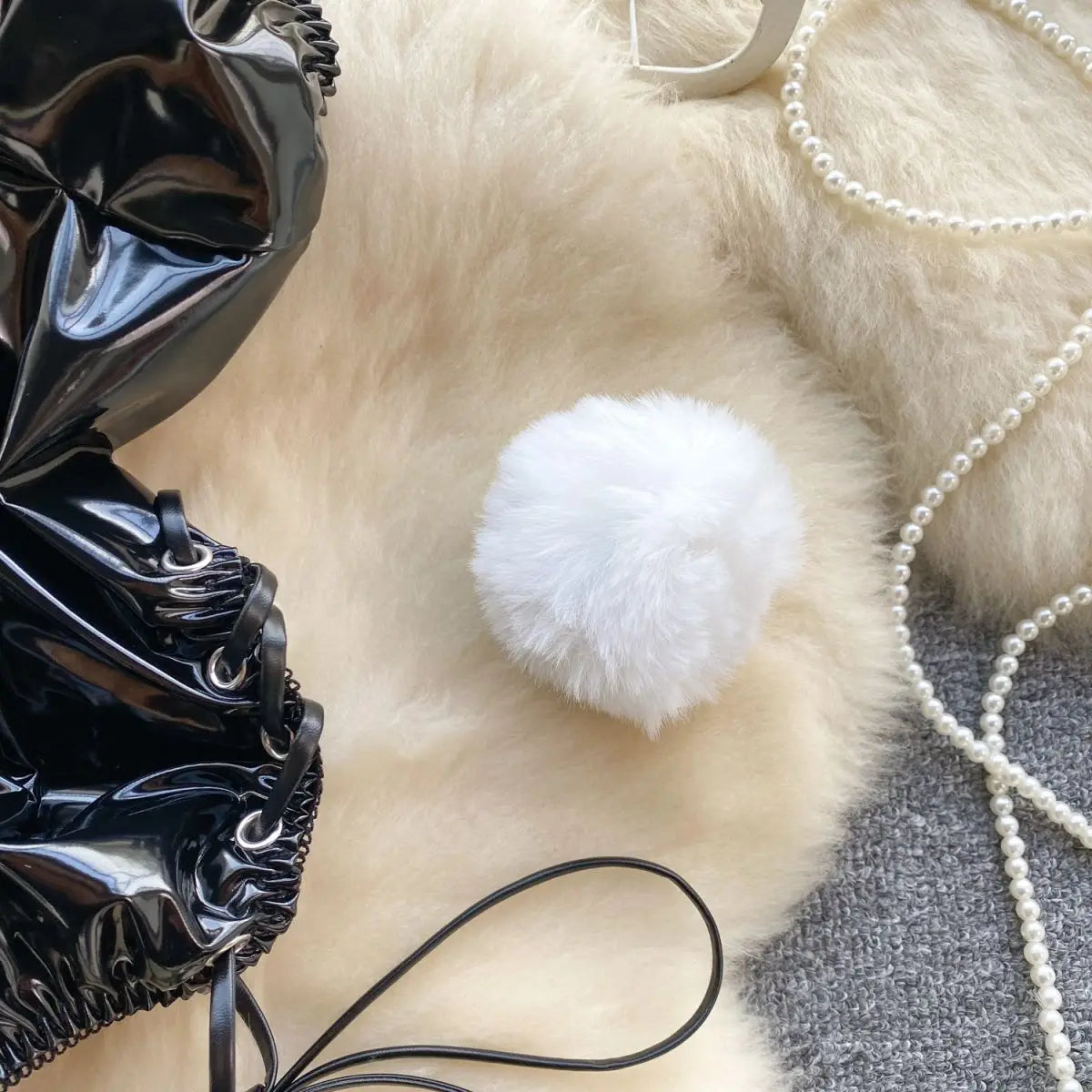 PU Leather Rabbit Girl Strapless Strapping Slim Jumpsuit Set Exotic Pornographic Lingerie Party Cosplay Bodysuit Lace-up Sexy