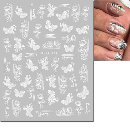 3d Nail Art Decals Watercolor Florals Purple Green Pink Flowers Leafs Fruit Adhesive Sliders Nail Stickers For Manicure