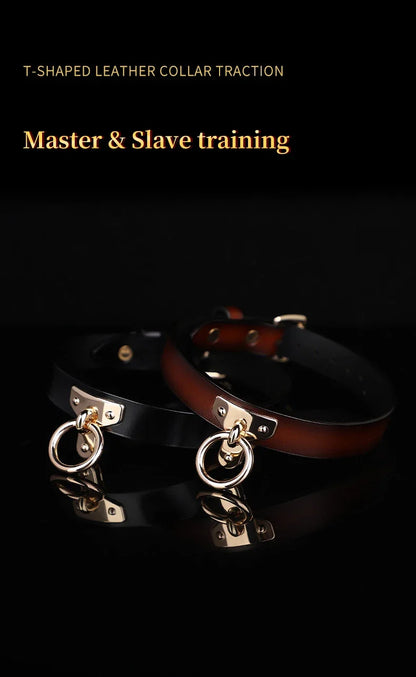 Genuine Leather Series Collar Slave Bed Neck Restraint Belt Strap BDSM Female Couple Bondage Erotic Fun Sex Toys Adult Games