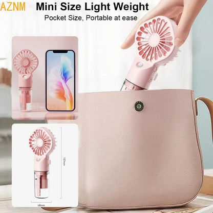 Portable Humidifier Fan Mini Handheld Mist Fan Portable USB Rechargeable Handheld Fan with Humidifier Mini Water Spray Hand Fan