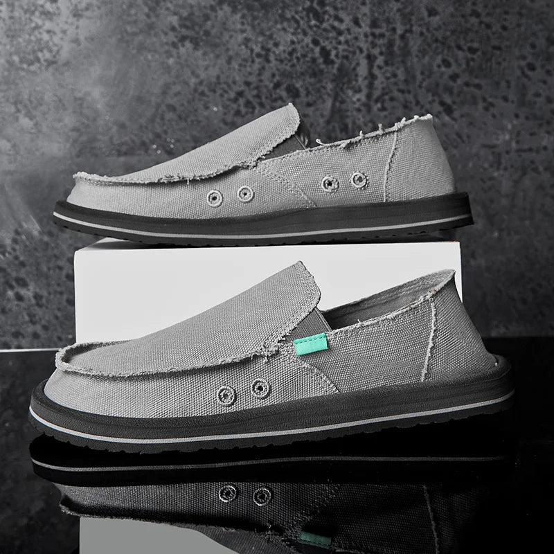 2025 New Spring Handmade Canvas Casual Men Shoes Design Fashion Sneakers Man Loafers Breathable Low Top Flat Shoes Soft Driving