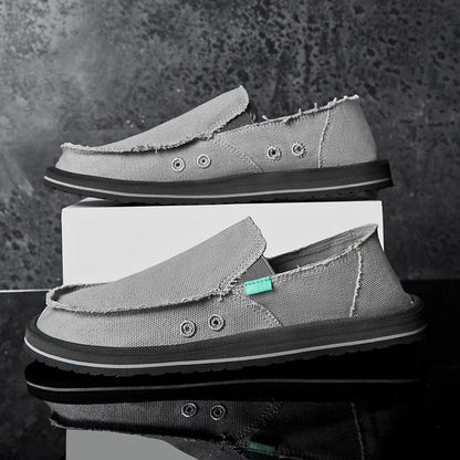 2025 New Spring Handmade Canvas Casual Men Shoes Design Fashion Sneakers Man Loafers Breathable Low Top Flat Shoes Soft Driving
