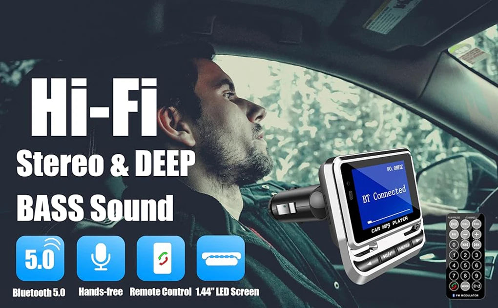 FM12B 1.44 Inch LCD Bluetooth Car MP3 Player Handsfree Wireless FM Transmitter Radio Adapter USB Car Charger Remote Control
