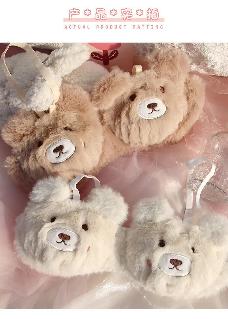 Soft and Cute Bear Japanese-style Lingerie for Women, Autumn and Winter Cartoon Plush Comfortable and Adorable Girl Bra