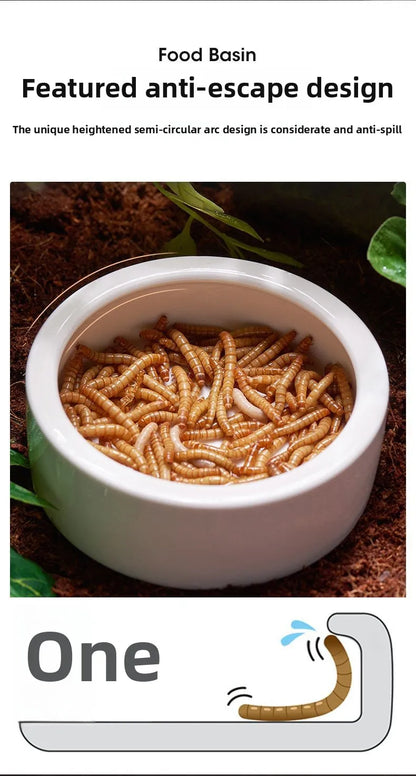Reptile Water Food Bowl Anti-Escape Ceramic Feeder Dish for Lizard Hermit Gecko Chameleon Corn Snake Bearded Dragon Accessories