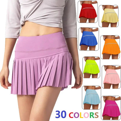 Fashion New Summer Sports Shorts Women Pleated Mini Skirt Anti Glare Short Skirt Running Outdoor Fitness Breathable Tennis Skirt