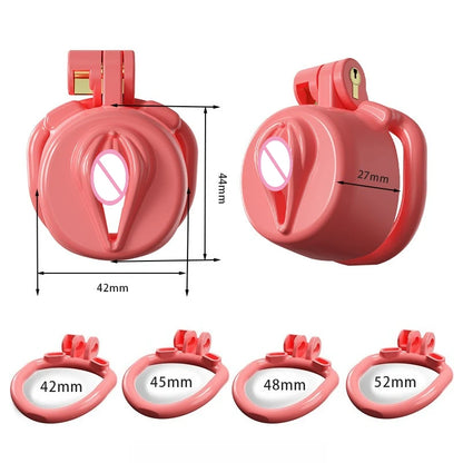 New Sissy Simulation Vagina Chastity Cock Cage Sex Toy with 4 Size Cock Ring Bdsm Penis Urethral Lock Adult Toy for Men