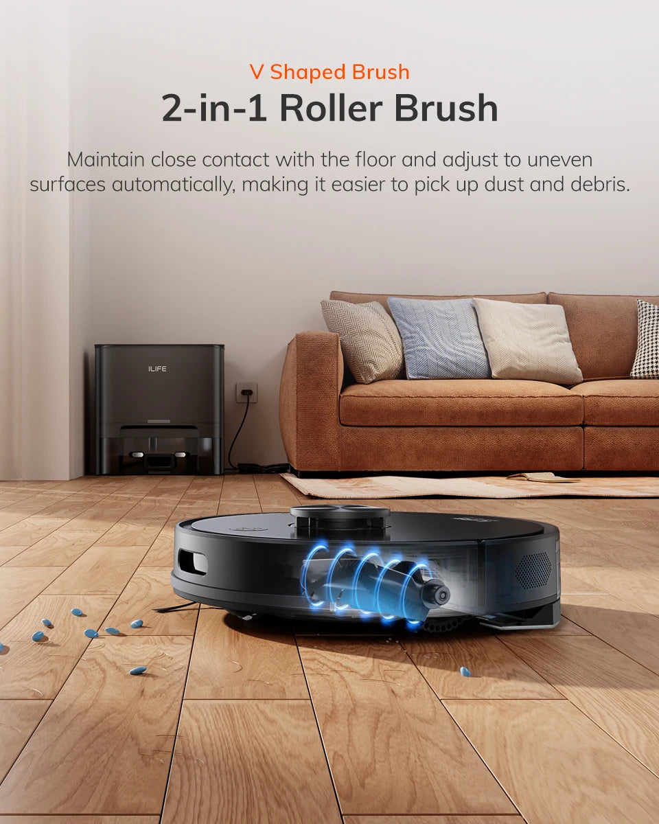 ILIFE T20s Ultra Robot Vacuum Cleaner with Self-Emptying Station, 10000Pa Suction, 4600mAh Battery, 300 Min Max Runtime