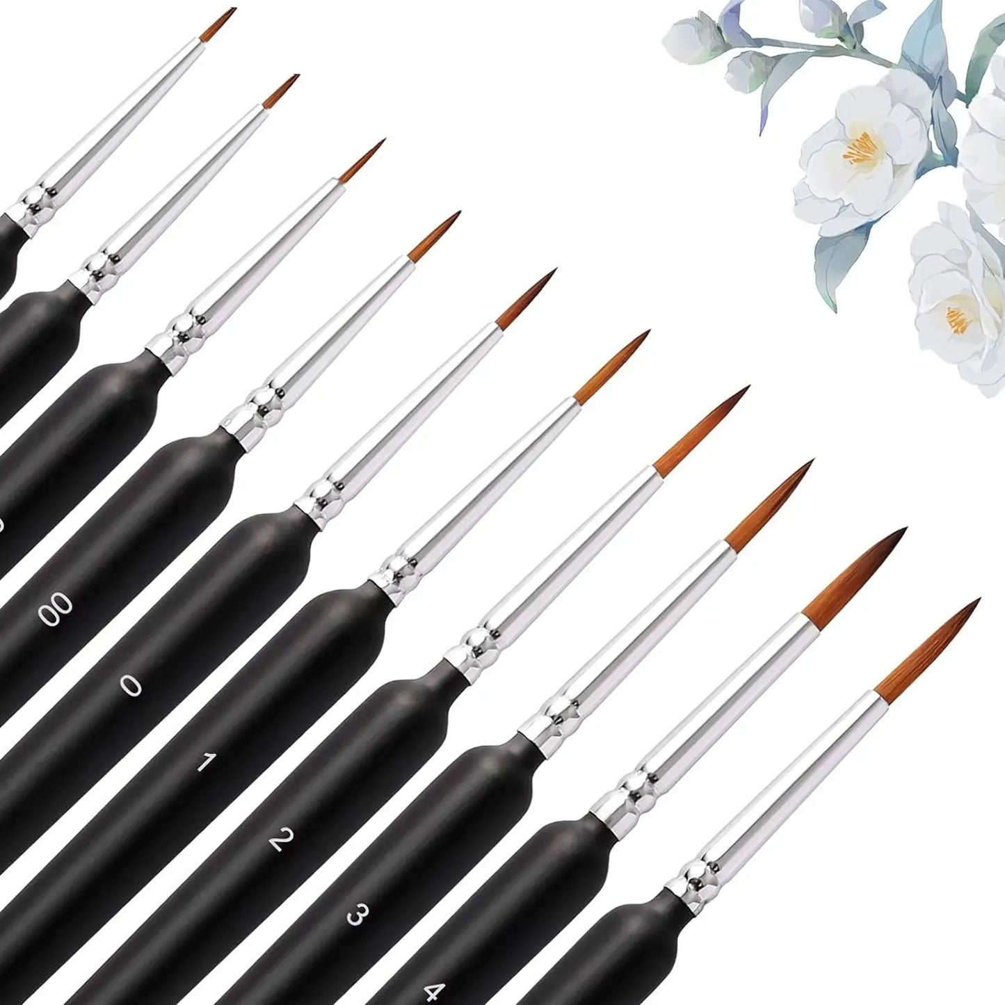 10/11pcs Miniature Paint Brushes, Detail Tip Paint Brushes Set With Ergonomic Handle - Suitable For Acrylic Painting, Oil, Wat