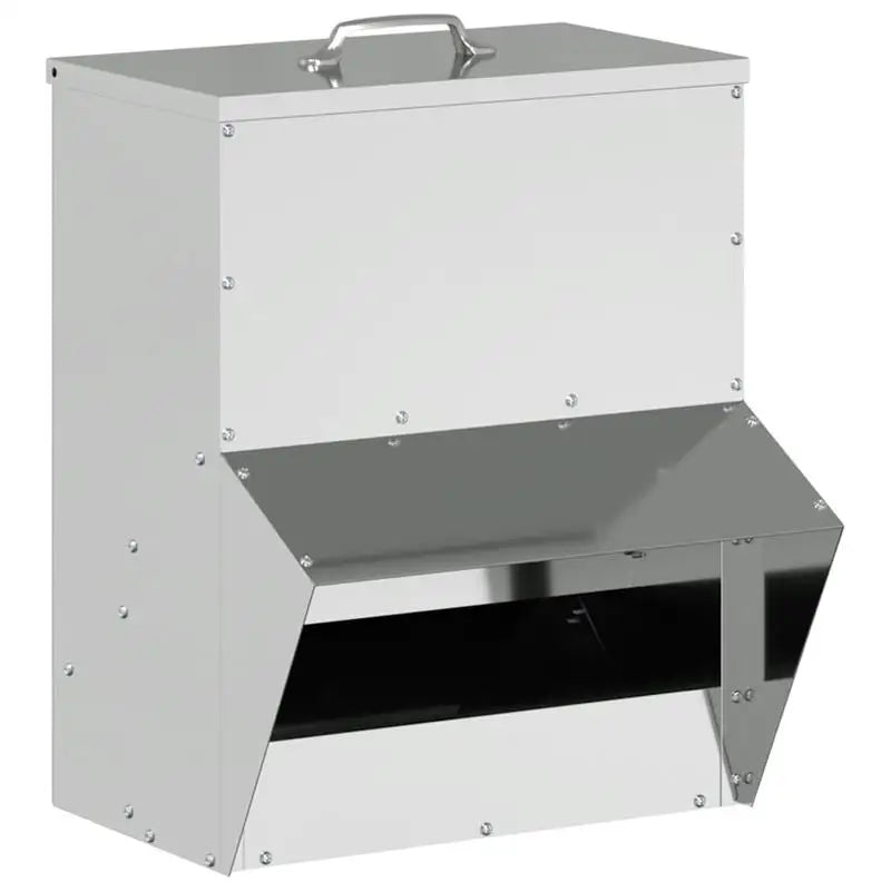 Galvanized Steel Chicken Feeder, Silver, 20 x 25 x 35 cm