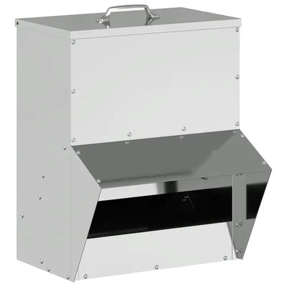 Galvanized Steel Chicken Feeder, Silver, 20 x 25 x 35 cm